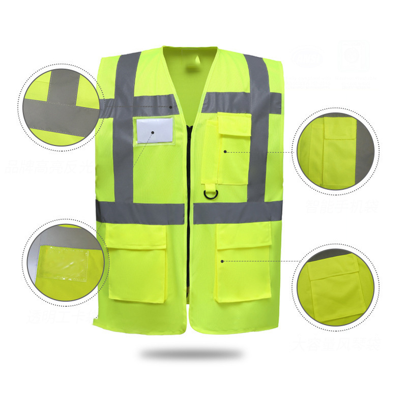 Reflective Safety Vest for Men Women with Pockets Zipper High Visibility Mesh Construction Work Vest