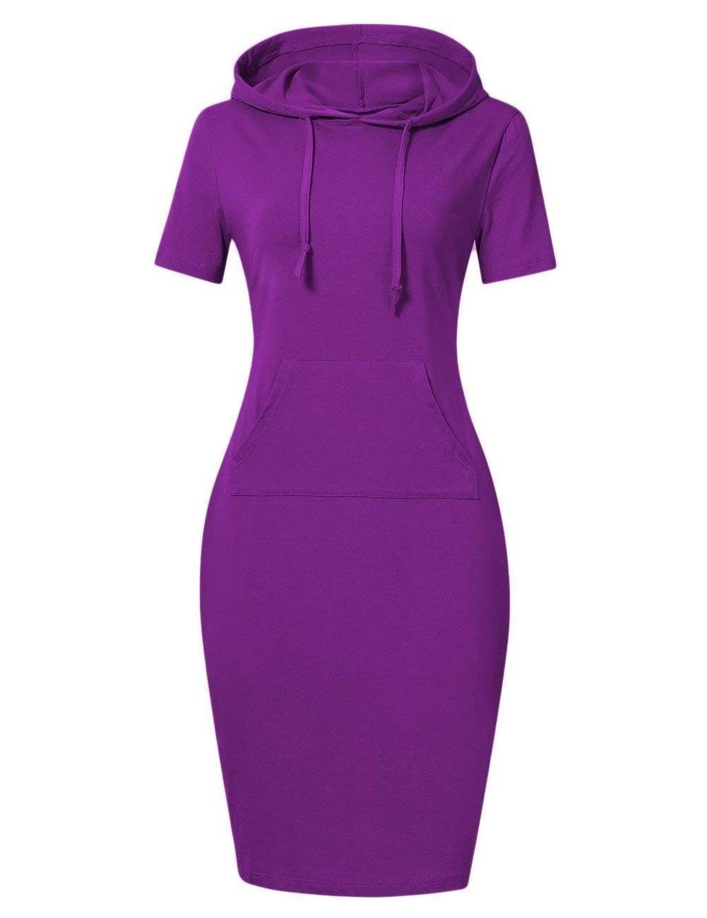 Wholesale 95%Cotton 5%Spandex Women Hoodie Dress high quality custom logo Knee Length Slim Fit Casual Pullover Dress for women