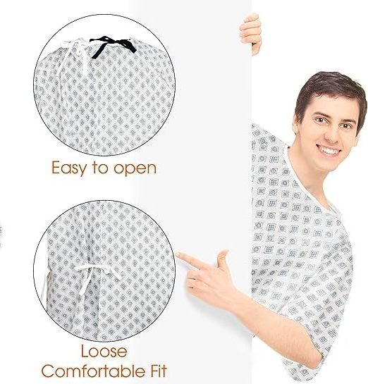 Premium Quality polyester cotton blended Hospital Gown Unisex Patient Gowns Back Ties Oversize Breathable Custom Embroidery Logo