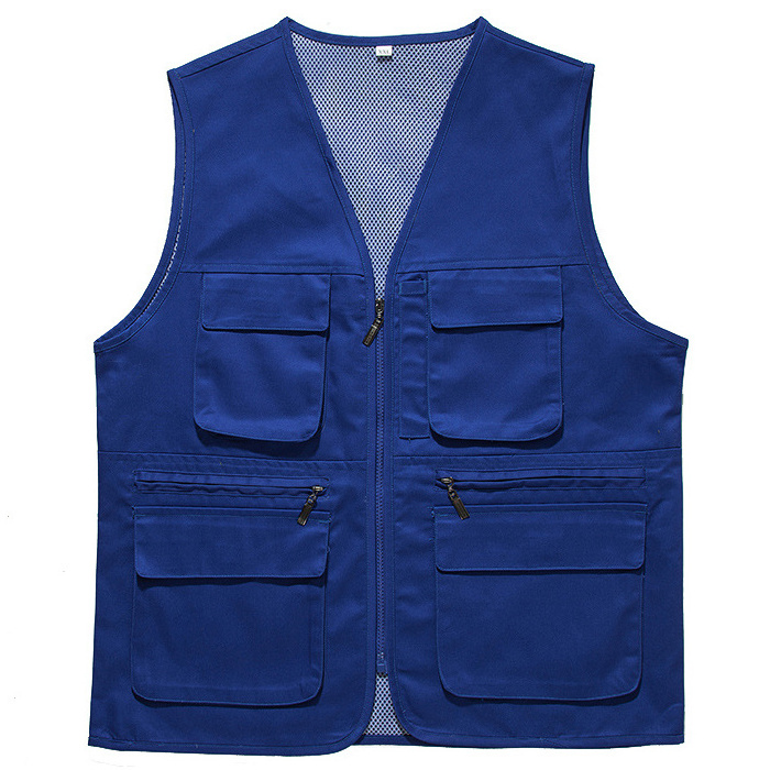 Custom Logo Men's Utility Cargo Vest Outdoor Fishing Safari Travel Work Photo Vest with Pockets