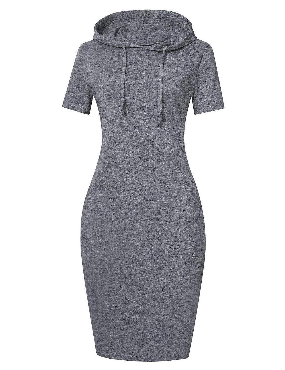 Wholesale 95%Cotton 5%Spandex Women Hoodie Dress high quality custom logo Knee Length Slim Fit Casual Pullover Dress for women