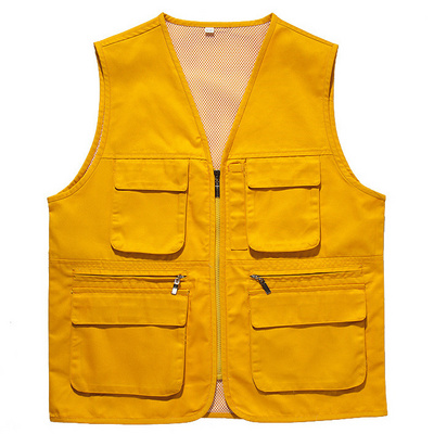 Custom Logo Men's Utility Cargo Vest Outdoor Fishing Safari Travel Work Photo Vest with Pockets