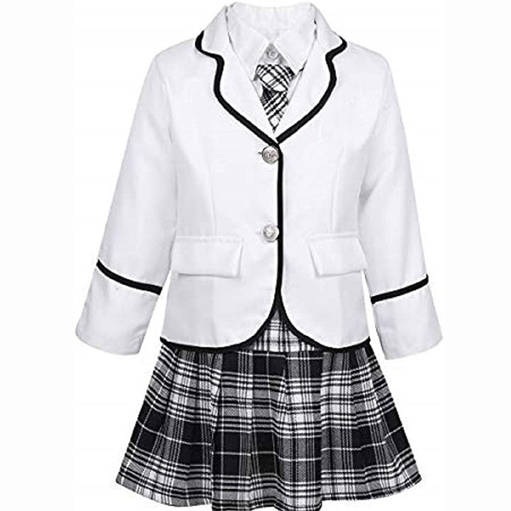 Custom Logo Kids Girls JK School Uniform Cosplay Costume Jacket Coat dress Shirt Tie Mini Skirt