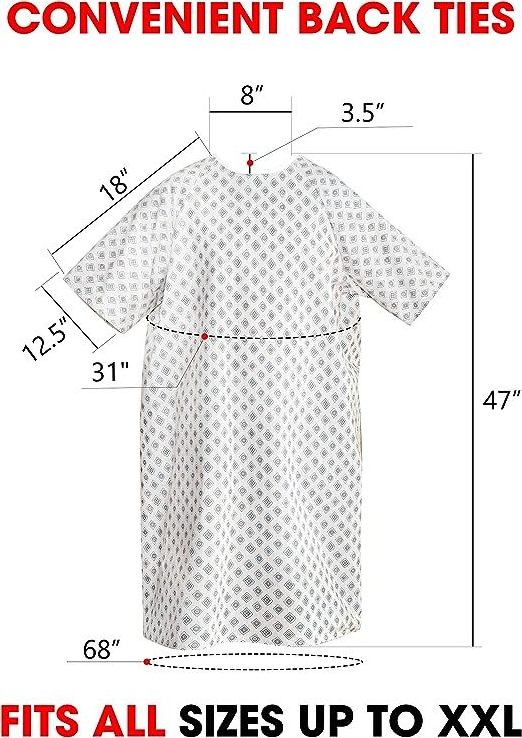 Premium Quality polyester cotton blended Hospital Gown Unisex Patient Gowns Back Ties Oversize Breathable Custom Embroidery Logo