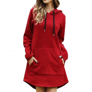 Wholesale fashion women hoodie dress oversized sweatshirt dress women pullover blank hoodie dress for women