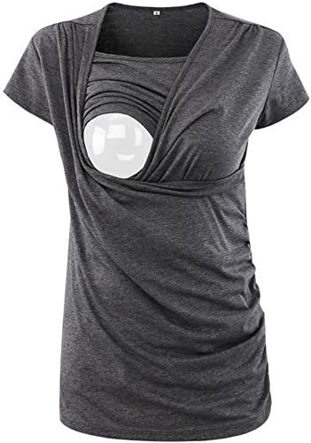 wholesale organic cotton Women's short sleeve Nursing Tops Breastfeeding Shits Maternity Clothes Double Layer Pregnancy Tee