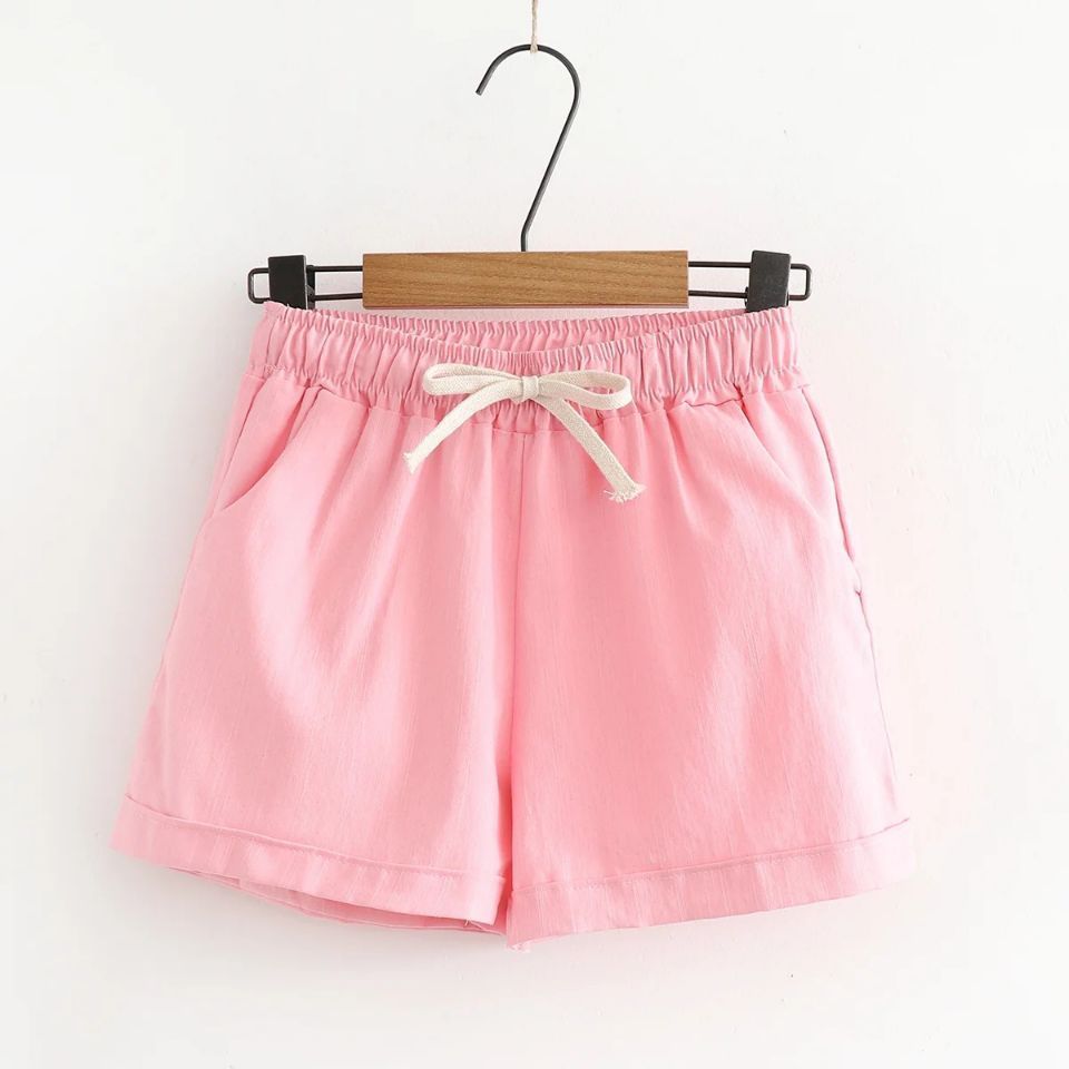 wholesale summer women linen cotton shorts elastic waist women plain boxer shorts autumn women high quality cotton beach shorts