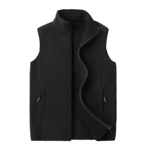 100% polyester custom waistcoat fleece vest for men vest uniform winter women blank custom logo embroidery zipper black vest