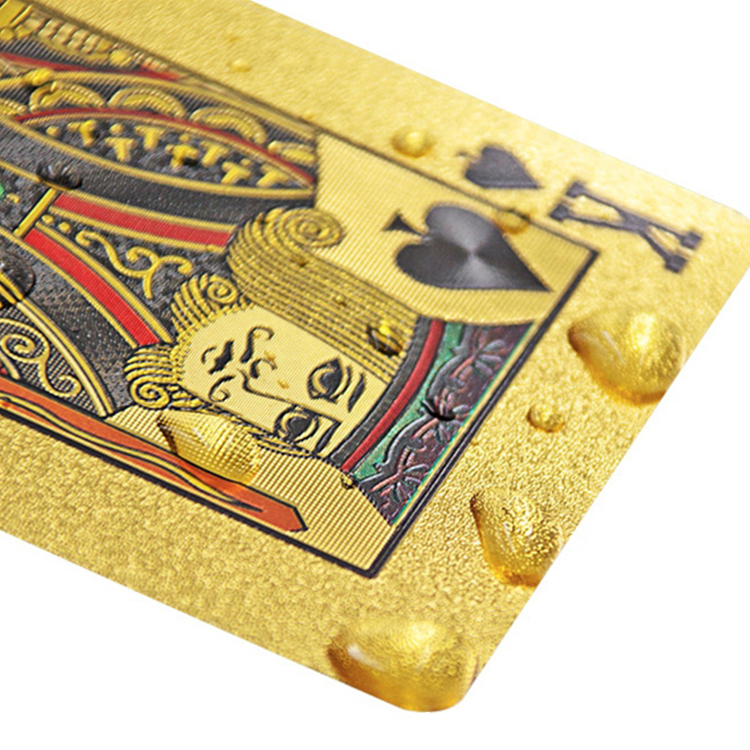 Custom Wholesale 999.9 24k Plated And Foil Plastic Waterproof Black Silver Golden Gold Playing Cards