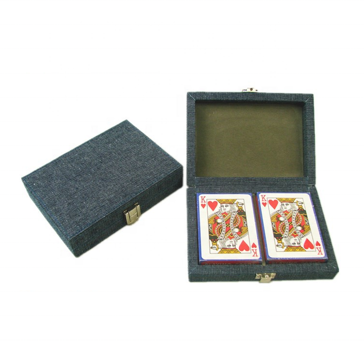 promotional antique poker playing cards in leather box case holder set