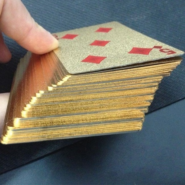 Customized Printing 24k Foil Plated Black Dubai Burj Al Arab Gold water proof Playing Cards With Wooden Box