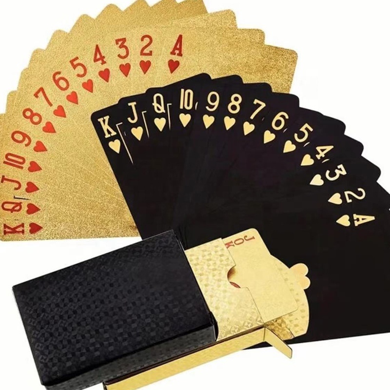 100 dollar gold plated playing card black gold silver foil edge printed plastic pvc poker playing cards set dubai