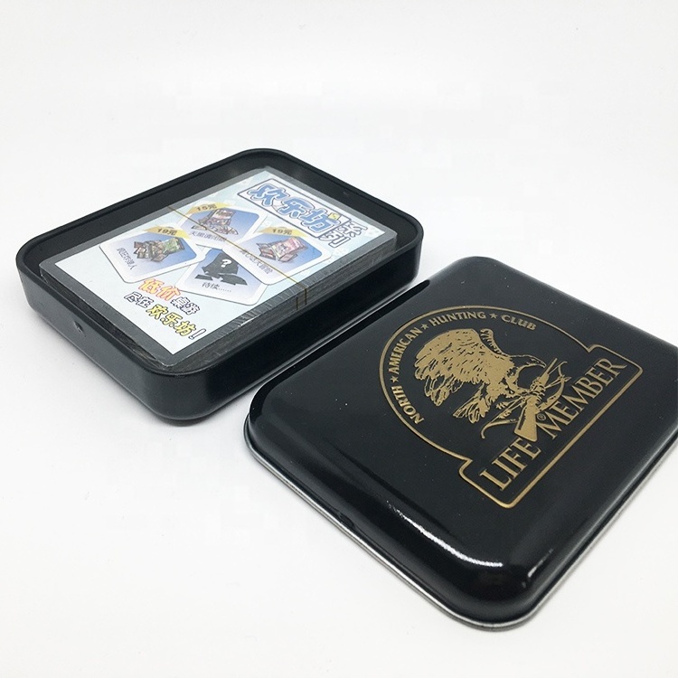 Custom Design Metal Can Tin Box for Playing Card case Printing Bridge Poker Size US Saudi Kuwait Paper Plastic Poker Cards