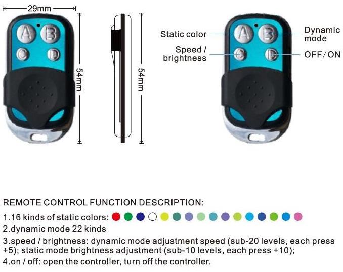 BT Wireless Music Remote Smartphone RF Remote Controller for led rock light