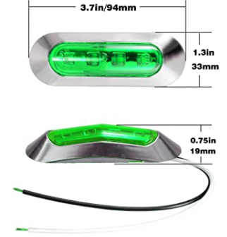 Green 4 LED Side Marker Lights Front Rear Interior Tail Light Warning Turn Indicators Underglow Wheel Rock Lamp for Auto Truck