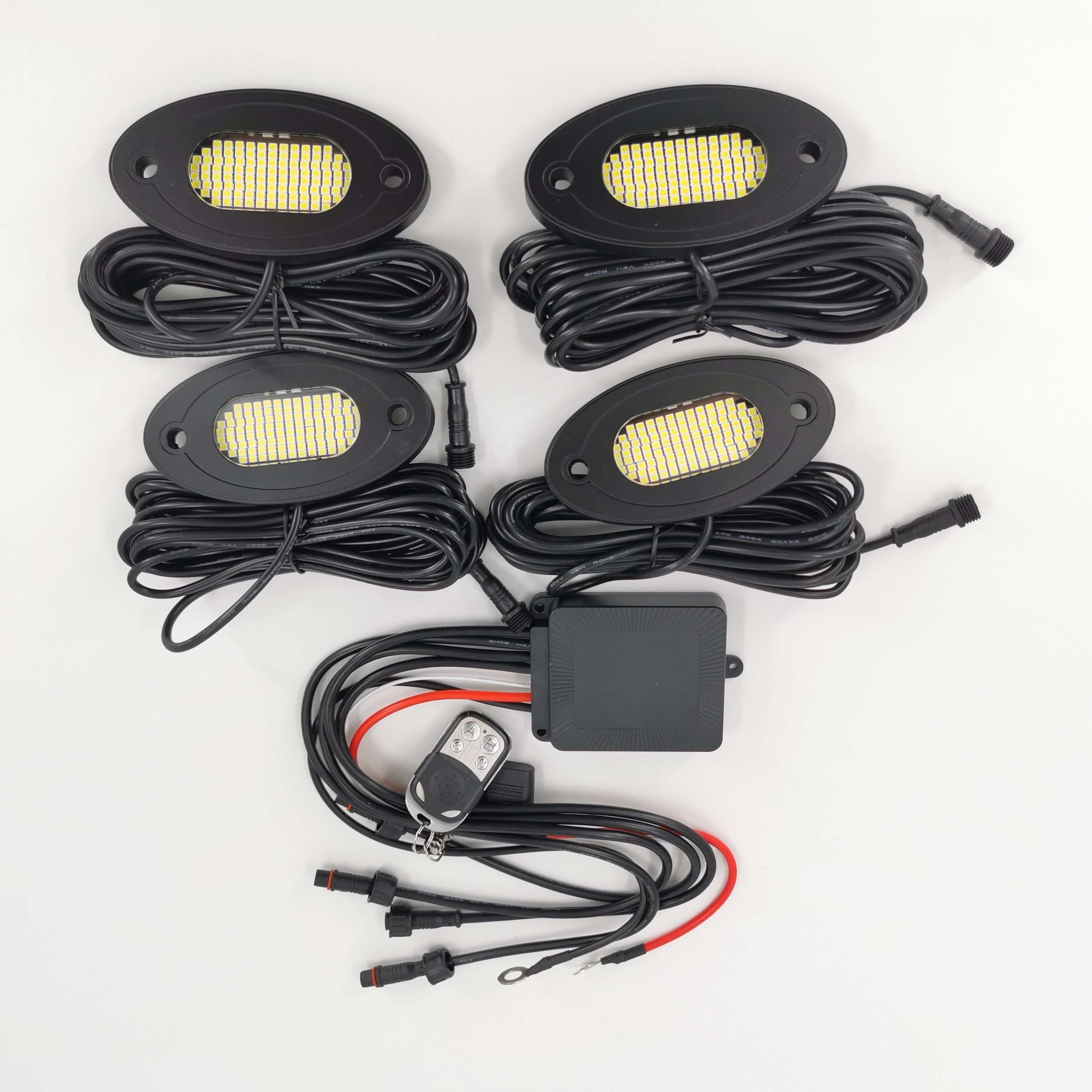 KSS 4PCS kit Hot New 108 LED Waterproof Aluminum Casing Car Light Accessories Rock Light White for Truck SUV ATV 12V Voltage