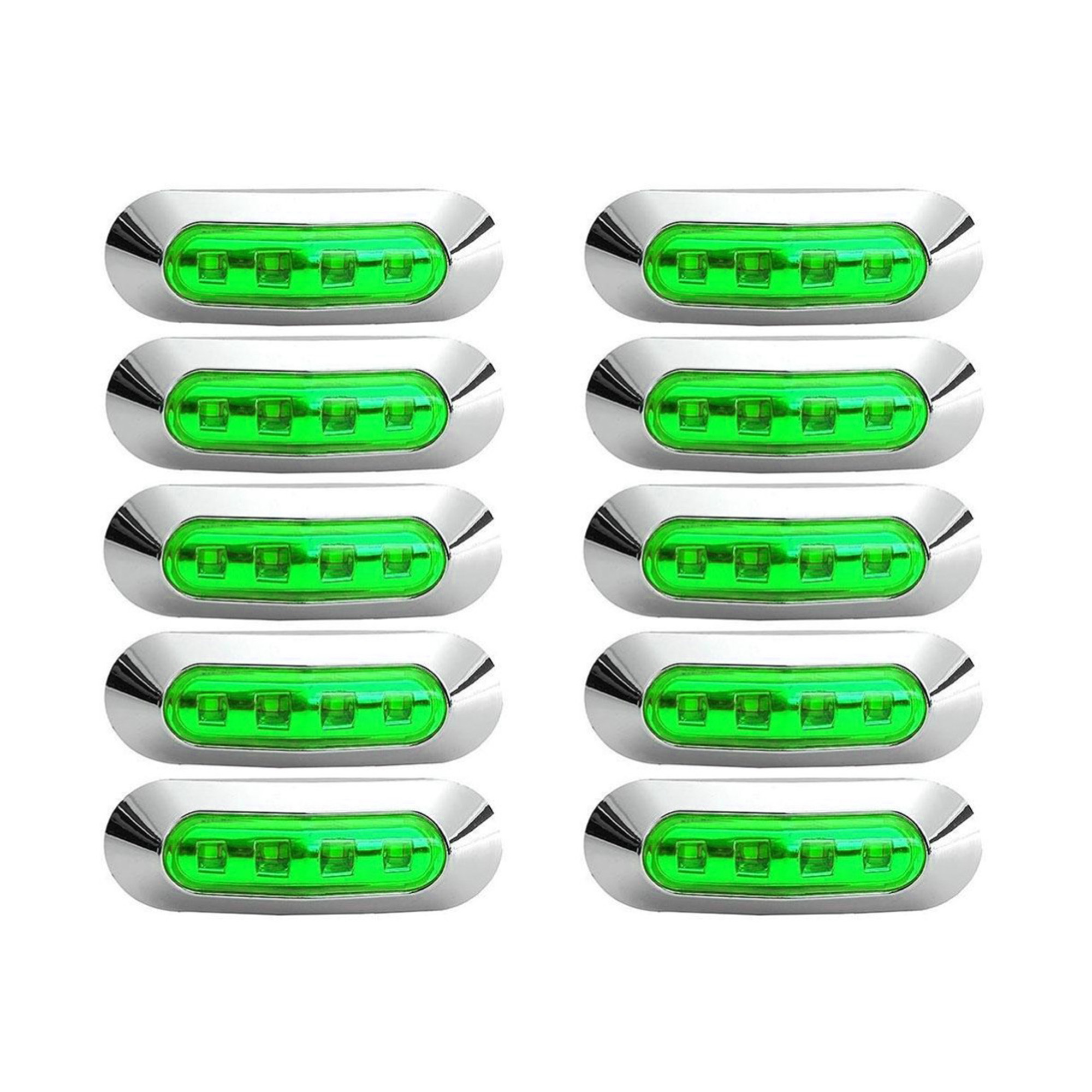 Green 4 LED Side Marker Lights Front Rear Interior Tail Light Warning Turn Indicators Underglow Wheel Rock Lamp for Auto Truck