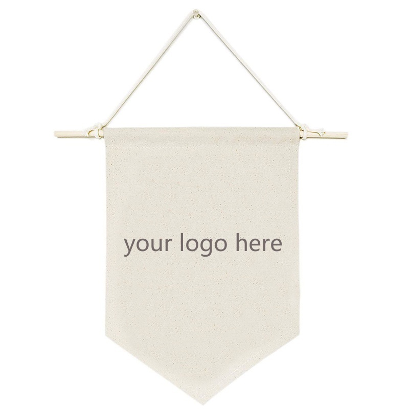 Custom Wall Hanging Display Pennant Banner Flag Blank Cotton Canvas Display Banner