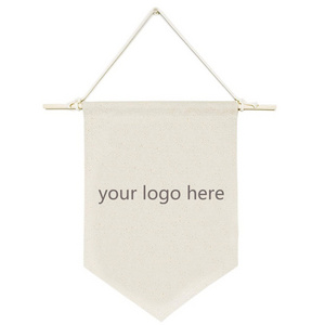 Custom Wall Hanging Display Pennant Banner Flag Blank Cotton Canvas Display Banner