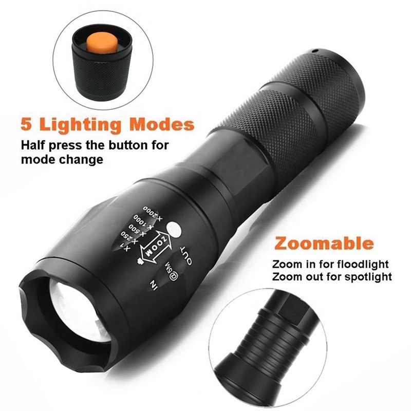 High Power Camp Waterproof Flash Light Set LED Rechargeable Tactical Torches Telescopic Tochlight Flashlight Powerful