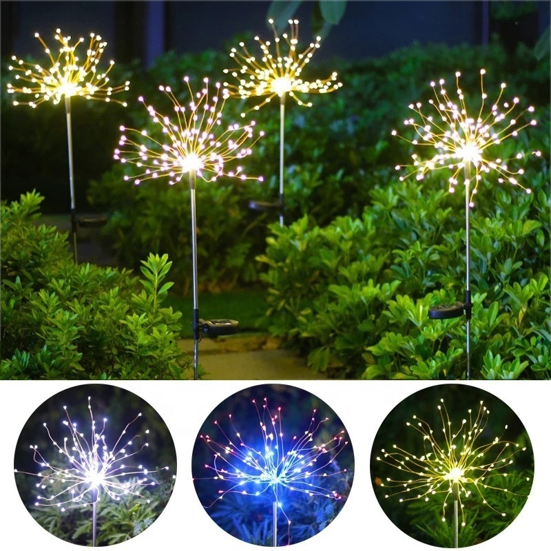 New Product Ideas 2024 Solar Fireworks Light Outdoor Garden Ornaments Patio Yard Christmas Decoration LED Solar Firework Lights