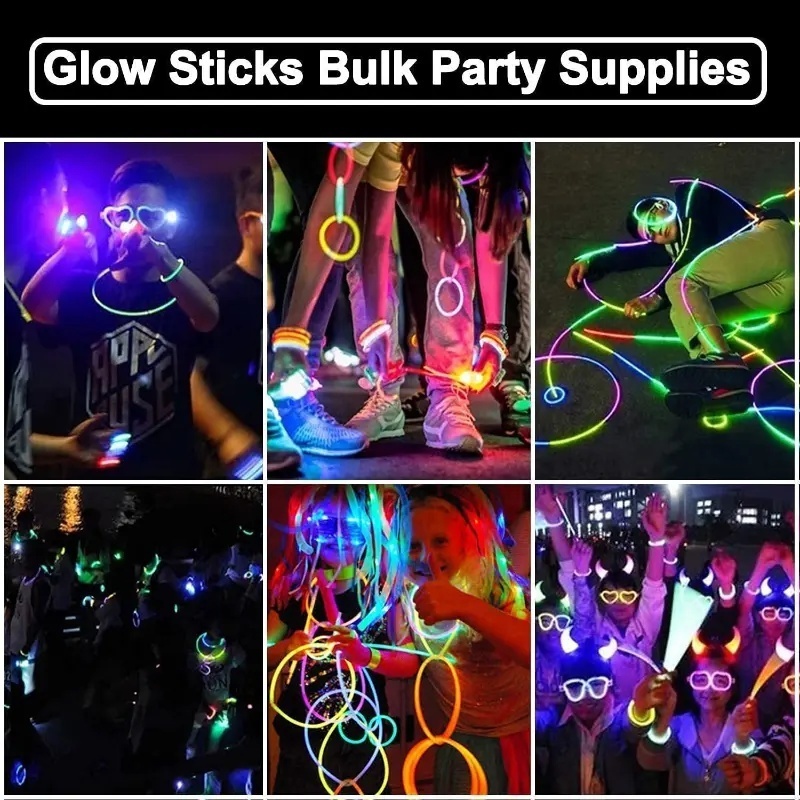 Neon Party Glow Necklaces And Bracelets Bar Concert Halloween Wedding Birthday Party Decorations Glow In The Dark Glow Sticks