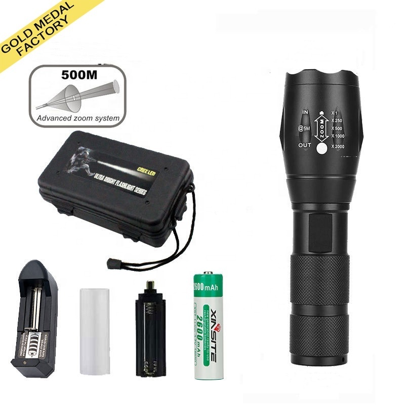 High Power Camp Waterproof Flash Light Set LED Rechargeable Tactical Torches Telescopic Tochlight Flashlight Powerful