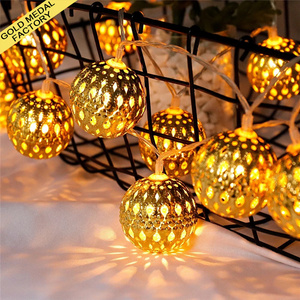 Moroccan Lantern Hanging Lamp Led Gold Balls Fairy String Lights Ramadan Christmas Decorations Noel Wholesale Moroccan Lanterns