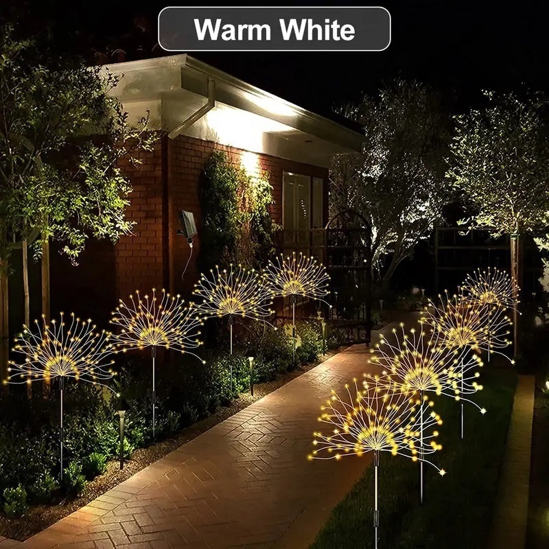 New Product Ideas 2024 Solar Fireworks Light Outdoor Garden Ornaments Patio Yard Christmas Decoration LED Solar Firework Lights