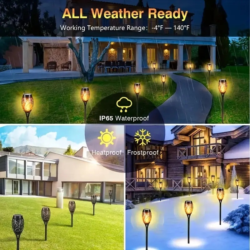 Led Solar Flickering Flame Torch Lights Outdoor Garden Patio Yard Pathway Landscape Decoration Solar Flickering Flame Torches