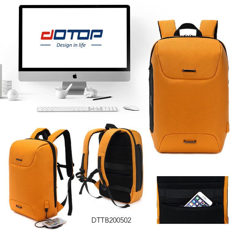 New Men's Casual Outdoor Orange Travel Uhmwpe Youth Backpacks Large Capacity Business Computer Backpack