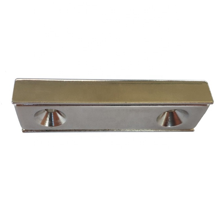 Hight Quality Block Neodymium Channel Magnet With Countersunk Hloe L40x30x5mm