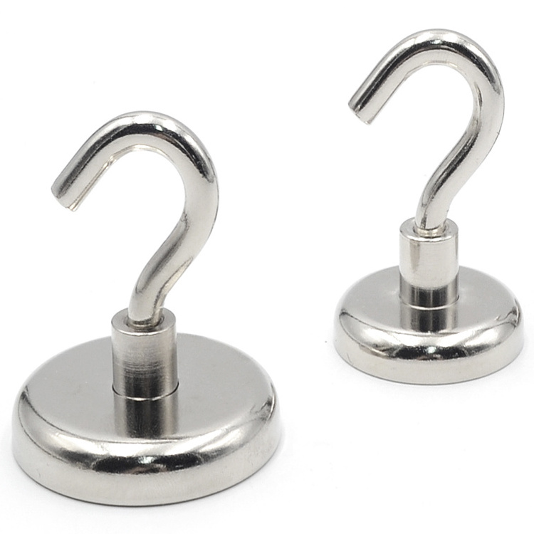 Factory Direct Sales 150lbs Strong Neodymium n35 n52 Magnet Hooks Refrigerator Eall Hook Nickel Coating for Kitchen