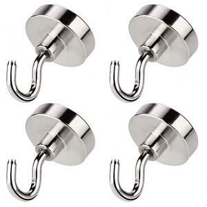 Factory Direct Sales 150lbs Strong Neodymium n35 n52 Magnet Hooks Refrigerator Eall Hook Nickel Coating for Kitchen