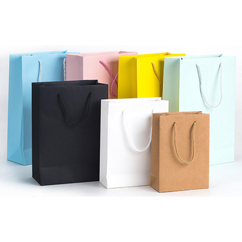 Wholesale Recycled Craft Nylon Handle Gift Black Brown White Bolsa De Papel, Custom Kraft Paper Shopping Bag With Your Own Logo