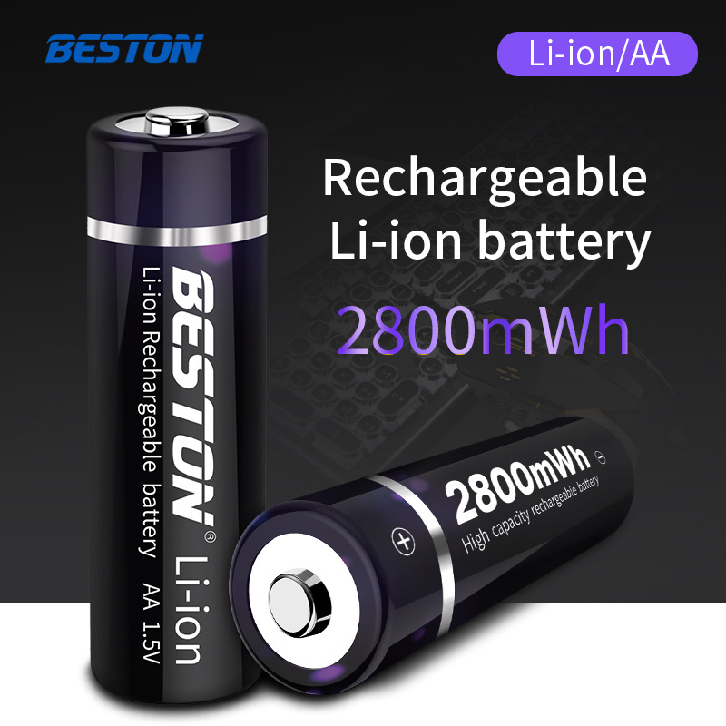 BESTON  1.5v li-ion lithium AA 2800mWh rechargeable battery for MP3/Camera/microphone