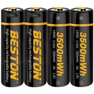 Beston 1.5V Lithium Battery Cell 3500mWh Long Lasting USB Rechargeable Double A Li-ion Batteries