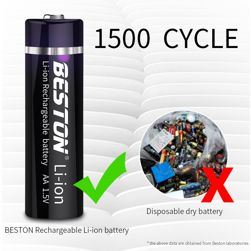 BESTON  1.5v li-ion lithium AA 2800mWh rechargeable battery for MP3/Camera/microphone