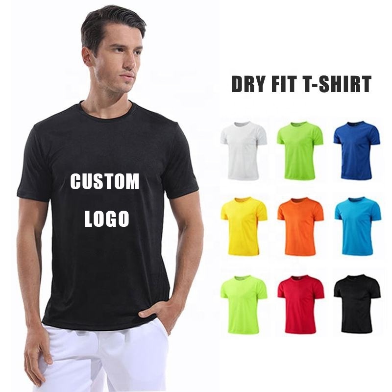 Wholesale Mens Tshirts With Logo Custom Logo Printed T Shirt Blank Dry Fit 100% Polyester T Shirt Plain Men's T-shirts For Men