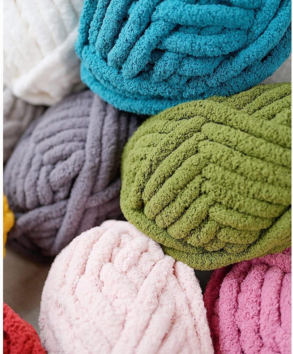 Super Chunky Chenille Yarn Soft Arm Knitting Crocheted Blanket Yarn Giant Knit Baby Blanket Chenille Tube Yarn