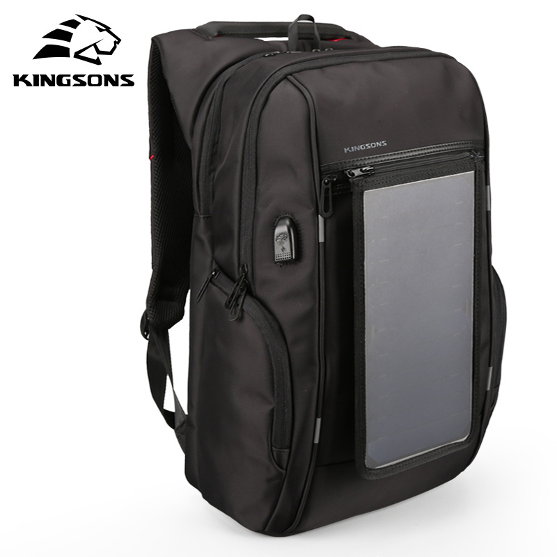 Kingsons high tech men's solar backpack smart bag outdoor solar panel power battery backpack with usb charging port