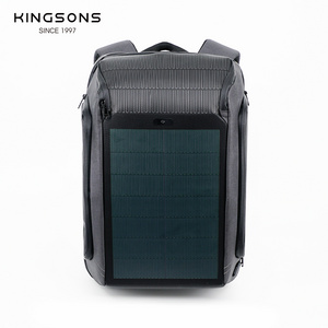 Kingsons high-end solar panel backpack USB charging anti theft RFID YKK zip 15.6 inch laptop bag sleeve for business travel