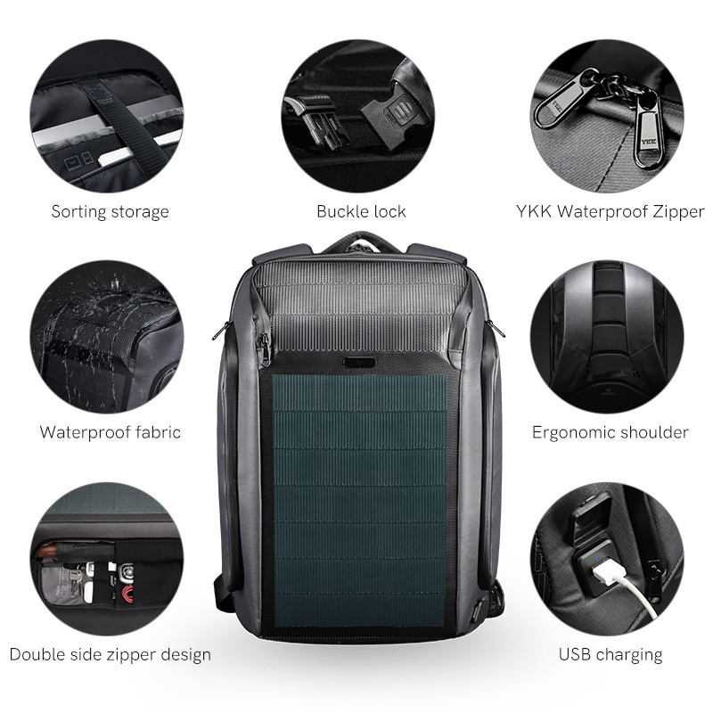 Ready Stock High Quality Solar Backpack Outdoor Solar Charger for laptop Mobile phone Camping Hiking