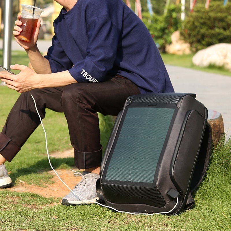 Trending outdoor travel laptop business usb charging backpack RFID solar panel backpack charger bag smart anti theft