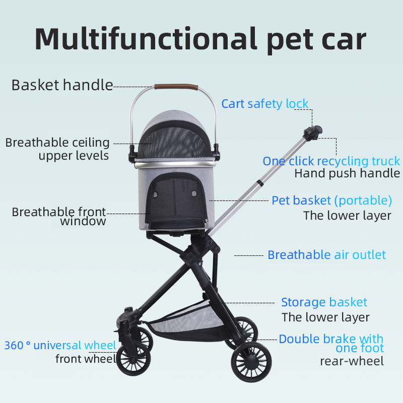 Cheap 4 wheel small pet stroller for cat/pet fold travel stroller small dog for pet travel /wholesale dog stroller pet carrier