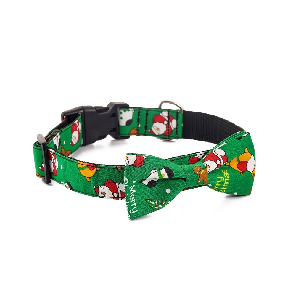 Factory wholesale logo custom various holiday fashion pattern breakaway buckle bow tie christmas dog collar