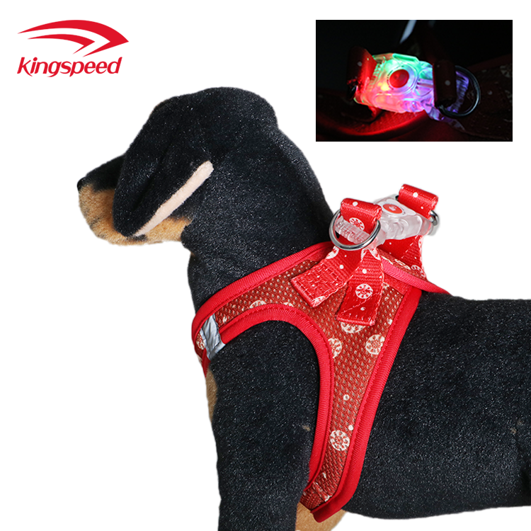 Christmas Step In Vest Breathable Mesh LED Light Pet Harness for Small and Medium Dogs