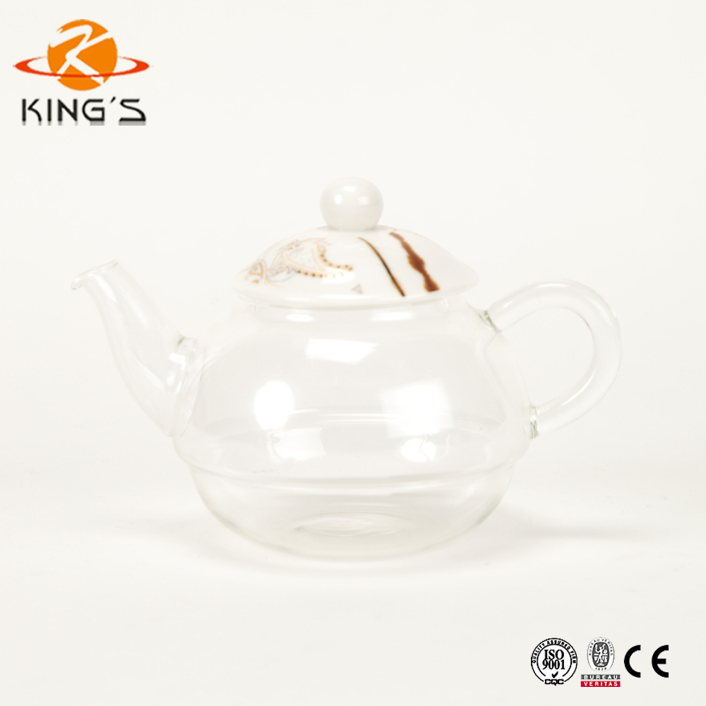 Modern heat-resisting glass afternoon tea fruit tea pot with ceramic infuser and cup