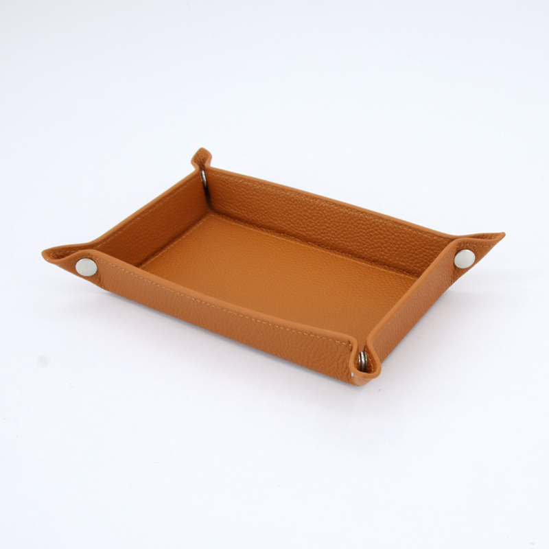 Custom Valet Tray Desktop Storage Organizer Multi Use Snap PU Leather Coin Candy jewelry Catchall Tray Valet Travel Tray