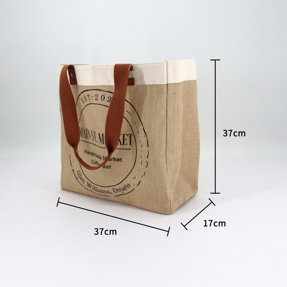 Custom shopping bag natural fabric hemp tote bag customize logo large capacity eco-friendly jute bag